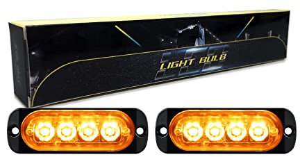 RIGIDON 2 Pezzis 4 LED Lampada di Emergenza Strobo Barra Led, 3.3 Pollice 12V 24V Faretti Fendinebbia Per Off road Auto Fuoristrada Camion SUV UTE ATV Barca 4x4 Veicoli, Ambra Impermeabile