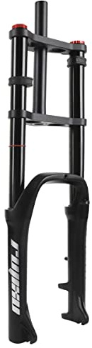 RUJIXU 20-Zoll Fat Fork 4,0-Reifen Scheibenbremse Federweg 140mm MTB Fahrrad Luftfederung Gabel 1-1/8 DH Einstellung der Zugstufe QR 9x135mm Elektrofahrrad Vorderradgabel