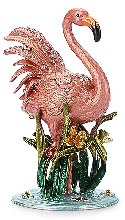 SUMNACON Mini-Schmuckkästchen im Flamingo-Stil, dekorative Emaille, aufklappbar, kleiner Schmuck-Organizer, Schmuckkästchen, Hochzeitsring-Box, Ohrring-Organizer, Halskettenhalter für Frauen und | Kleine dekorative Schmuckbox für Schmuck Hochzeit Ringe Ohrringe Halskette für Frauen Mädchen