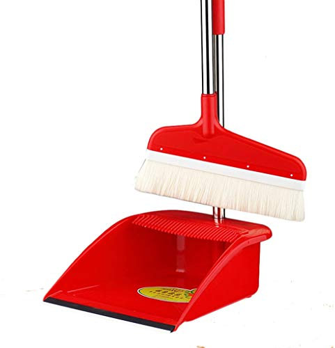 SwePer NLIAN- Long Handle and Dustpan Set, Dust Pan Combo with Comb Structure/45 ° Tilt Angle for Home Kitchen Room Office Lobby Floor Use Without Bending Dustpan