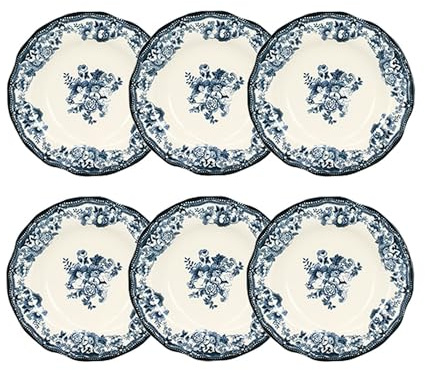 NOVASTYL - Lot 6 assiettes creuses en porcelaine bleu faustine 22cm - 2614231