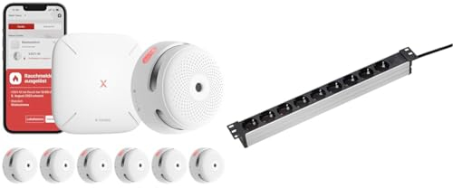X-Sense XS01-M ProConnected Rauchmelder mit SBS50 Basisstation & as - Schwabe 9-Fach Steckdosenleiste 19“ Rack