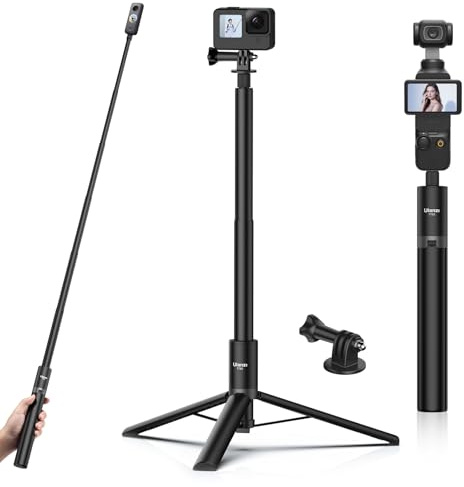 59in Invisible Selfie Stick Tripod for Insta360 X5/X4/X3/ONE X2/GO 3s/DJI Osmo 360, ULANZI TT52 Extension Pole Adjustable Waterproof Handle Grip for GoPro, DJI Osmo Pocket 3 Action 5 Pro/4