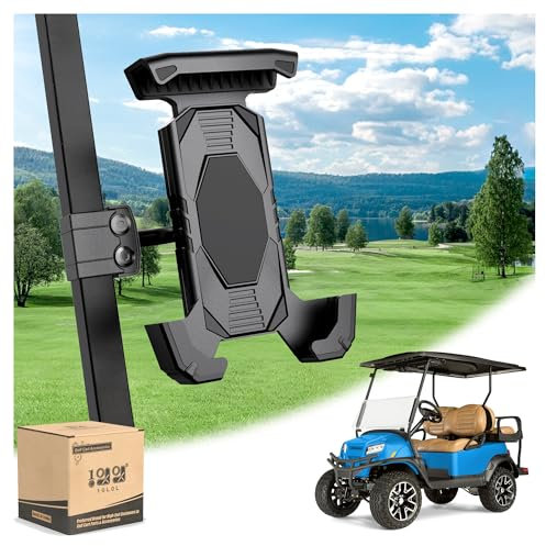 10L0L Handy-Halterung für Golfwagen, 360° verstellbar, für große Handys und dicke Hüllen, freihändige Universal-Golfwagen-Halterung für iPhone, Android und alle Smartphones