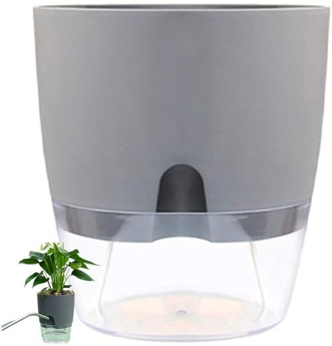 Tsffae Pots D'arrosage, Jardinières À Arrosage Automatique pour Plantes D'intérieur, Pots De Plantes De Fleurs en Plastique pour Violettes Africaines, Herbes, Aloès, Lys De Paix avec Corde en Coton