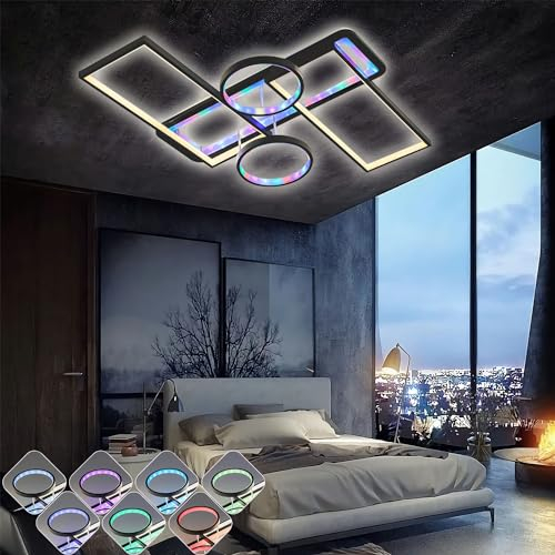 WERSVG Moderne LED Deckenleuchte RGB Farbwechsel Schlafzimmer Deckenlampe Mit Fernbedienung Kreative Design Esszimmer Beleuchtung Deckenbeleuchtung Innenbeleuchtung Lichter