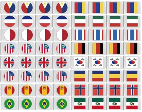 Generisch Mahjong Spielset, 64 Tiles Nationalflaggen Mahjong Spielset, Flaggenmuster Mahjong Sets Seaside Escape Spiel Blöcke, Mahjong Spielset für Bar Heimfeier