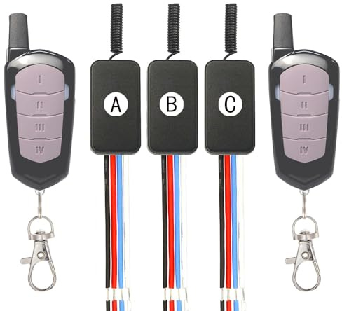 ZHOFONET DC12V Funkschalter,3 Wege Drahtloser Fernbedienung Schalter,DC 5V/12V/24V/30V 3A Mini Relais 3 Kanal Wireless Lichtschalter Fernbedienung 164FT Langstrecken,für Lichtleisten, Türschlösser