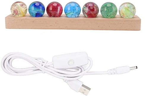 Sunicon 3D-Kristallkugel-Nachtlicht, 7 bunte LED-Kugellichter mit Sternenhimmel-Motiv, Kristallkugel aus Glas mit Holz, Geschenk zum Thema Astronomie für Weihnachten und Geburtstage