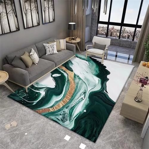 RUGMRZ Spiele Teppich Abstrakter Geometrischer Rutschfester Wohnzimmer-Schlafzimmerbereich-Teppich Balkon Deko Grün Rustikale Deko Küchen Teppiche Spiele Teppich Teppich Für Balkon120X170Cm