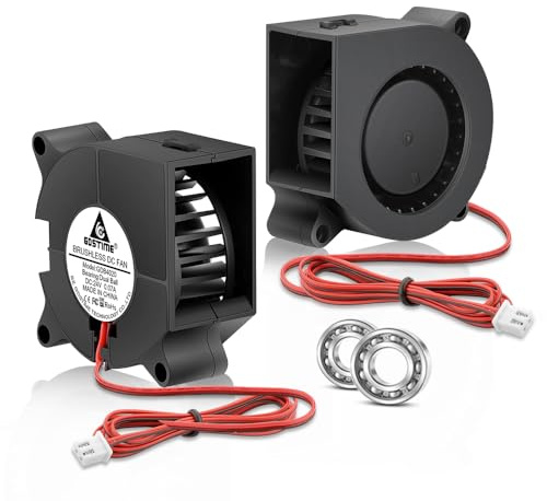 GDSTIME 2 Stück 4020 Lüfter 24V Gebläse 40mm Blower Fan Dual Kugellager 1M | lüfter 4020 24v 4020 blower fan 24v 40mm gebläse lüfter 40x40x20 Doppelte Kugellager 1000mm langes Kabel 6500U/MIN