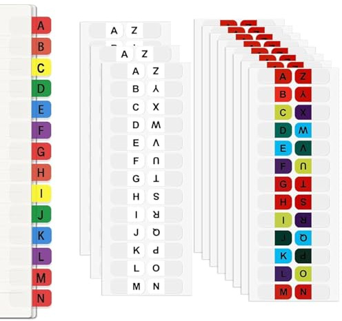 260 onglets de A-Z, Index Tabs autocollants, petits onglets adhésifs, onglets alphabétiques transparents étiquettes autocollantes, imperméables bandes d'indexation registre pour carnet notes