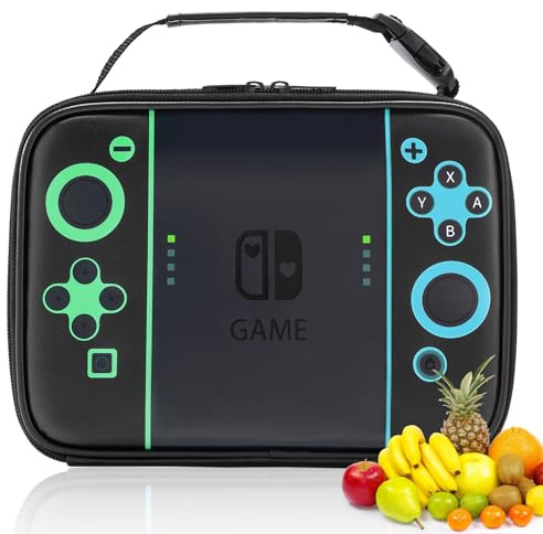 Beaulyn Gamer Boys Lunch Box, Gaming Insulated Lunch Bag with Waterproof PU Shell, Clip Handle, Smooth Zippers & Inner Mesh Pocket, Reusable & Easy to Clean, Ideal Packed Luncbox for Kids Ages 5-12