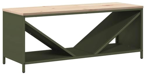 vidaXL Étagère à Bois de Chauffage avec Plateau en Bois Vert Olive, Support à bûches de cheminée, Support à bûches, Support à bûches