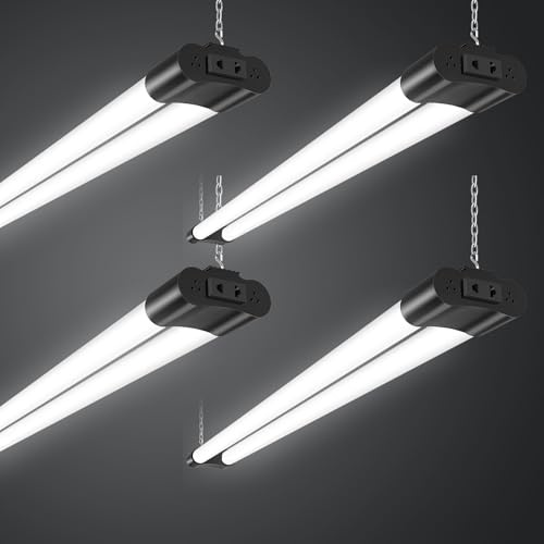 Bellanny Néon LED 120CM T8 Connectable Reglette LED, 40W 4400LM 6500K Blanc Froid Tube Néon, IP65 Imperméable Luminaire Plafonnier pour Garage Ateliers Sous-Sol Salle de Bain Bureau Parking, 4 Pièces