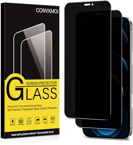 Coiwxmoi Sichtschutz für Apple iPhone 12 Pro Max Anti-Spähen Panzer Schutz Glas Privatsphäre Schutzfolie 9H Härte Kratzfest Bläschenfrei HD Anti Spy Gehärtetes Panzerfolie Blickschutzfolie,2 Stück