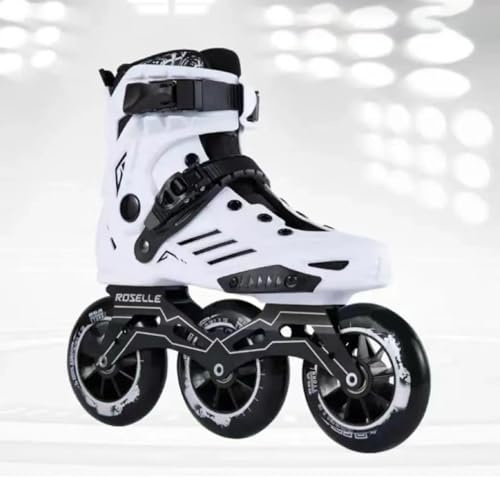 Pattini A Rotelle A 3 Ruote, Pattini In Linea Professionali Per Uomo E Donna Con Scarpetta Interna Divisa Rimovibile E Lavabile, Pattini Da Velocità Ad Alte Prestazioni Per Adulti(38,White+Black)