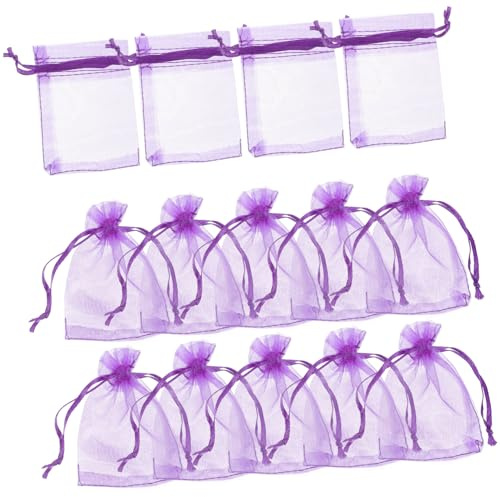 SOPOTUTU 100 Stück Organza Geschenksäckchen 7x9cm Transparente Lavendelbeutel Mit Kordelzug Kleine Süßigkeitentüten Für Hochzeiten Geburtstage Partys Und Tischdekoration