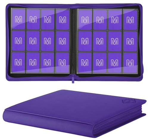 Premium Card Binder 12 Pocket for 720 Pockets Trading Card Binder, PU Zipper Card Collection Album, Sturdy Side-Loading Card Book Holder for MTG, TCG, Game Cards, Sports Cards