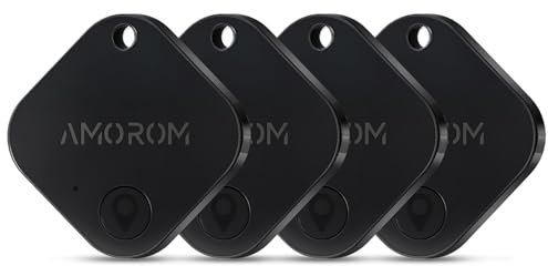 AMOROM Air Tag Tracker Bluetooth Schlüsselfinder (2025 Upgrade-Version), Kompatibel mit iOS/Android-Geräten, Telefonfinder, In der Nähe Finden, Laute Souns, Für Schlüssel/Brieftasche/Rucksack, 4 Pack