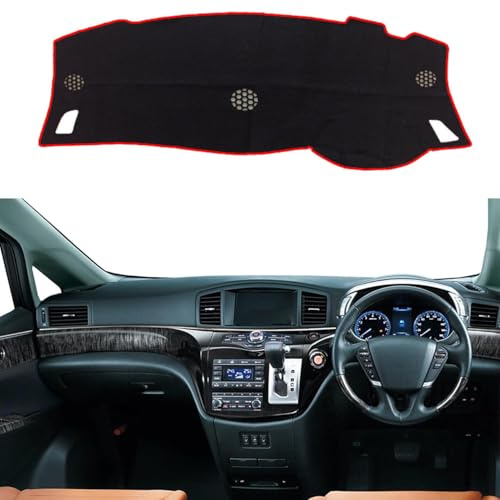 XVWTJZIA Dashboard Cover Mat Fit for Nissan Elgrand E52 LHD/RHD,Dash Cover Pad,Custom Non-Slip Poly Red Edge