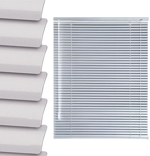 No Drill Aluminum Mini Blinds for Indoor Windows, 1 Slat Darkening Cordless Venetian Blind Custom Size 10 20 35 36 48 56 72'' Privacy Horizontal Window Blinds & Shades, Waterproof Anti-Uv for Home(Si