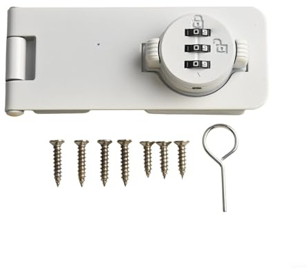 Serratura a combinazione a 3 cifre per armadietti, senza chiave, con pomello, serratura per una conservazione sicura (bianco)