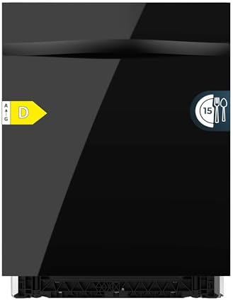 Cecotec Lavavajillas Integrable 60cm Bolero Aguazero 6320 Full-BI Black Glass D. 1900W, 15 Cubiertos, 8 Programas, Pantalla FullColor, Smart Wash, Turbo Dry+, AutoClean, Dual Zone Wash
