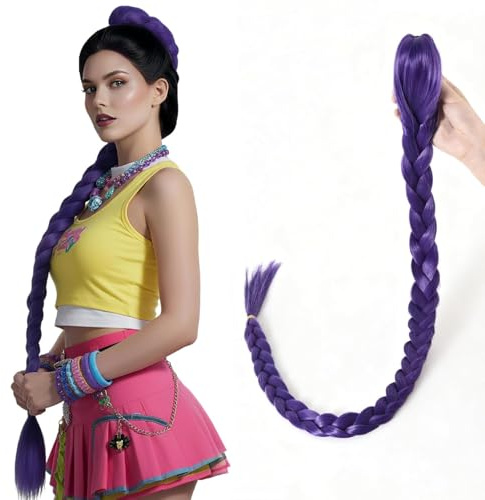 Langer Zopf Ponytail Verlängerung mit Klauen Clip Pony Tail Tale Lila | 100 CM Hitzebeständige Kunsthaar, Ideal für Den Täglichen Gebrauch, Kostüme Halloween Cosplay Anime Party