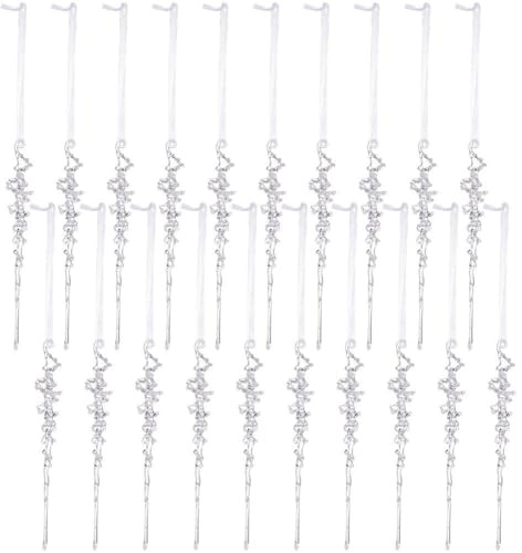 Dianzan 20 Stück Weihnachtsbaum-simulations-eiszapfen-Ornamente, Transparente Acryl-seitentropfen-anhänger, Weihnachts-Tropfen-Ornamente Für Die Weihnachtsbaumdekoration