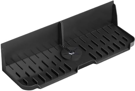 Tapis de robinet pour évier de cuisine - Tapis d'égouttement en silicone antidérapant - Protection anti-éclaboussures - Insert d'évier compact - Organiseur multifonction - Avec angle surélevé pour