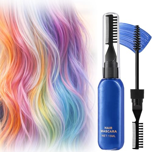 Blue Hair Mascara - Temporary Washable Hair Colour Cream for Quick-Drying Application, Ideal for Ombre Styling & Creative, Perfect for Parties, Festivals & Cosplay