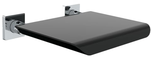 EMCO SYSTEM2 Duschsitz zur Wandmontage, klappbarer Duschstuhl aus Kunststoff und Metall, praktische Duschhilfe belastbar bis 110 kg, TÜV-geprüft, schwarz