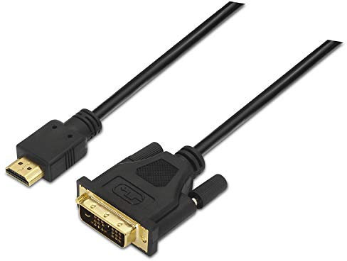 AISENS A117 – 0090 – Cavo DVI a HDMI 1.8 m per Schermo o TV Full HD, Colore: Nero