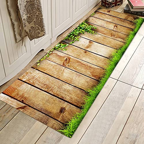 Wingbind Bereich Teppich rutschfeste Große Türmatte Grüne Wiese Gemusterte Teppichbodenmatte Treppenauflagen für Wohnzimmer Schlafzimmer Flur Küche, 2x6ft
