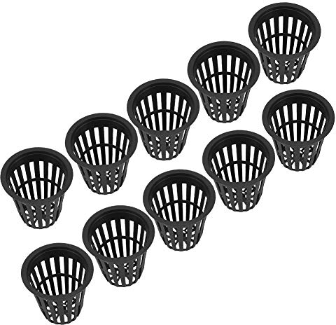 10pcs/Set Plant Cups Pots Durable Plastic Garden Net Nursery Bucket Basket for Hydroponics Garden Balcony Planting(Black)