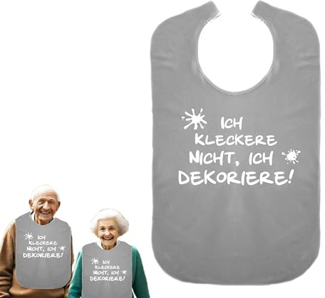 Cre9tive Ich kleckere nicht, ich dekoriere - Geschenk zur Rente - Lustiges Lätzchen für Erwachsene Ess-Schürze Essschürze Kleidungsschutz wasserdicht ID: 002
