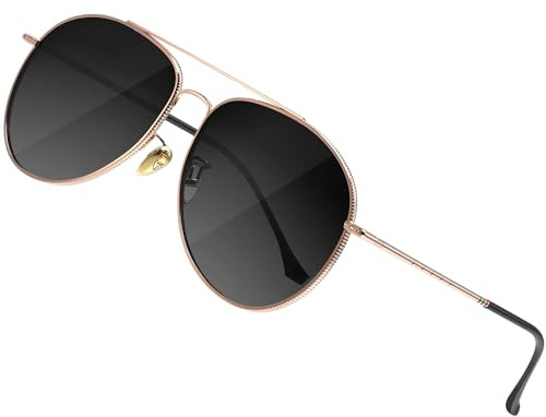 ATTCL Pilotenbrille Polarisierte Sonnenbrille Damen Herren Klassische UV400-Schutz Piloten Sonnenbrillen 3066 C7 Rosegold jianbian