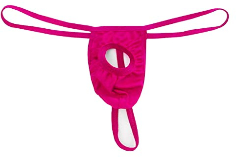 VemeFufu String Homme Slip Briefs pour Hommes Sexy Hot Mankini Transparent Ouverte Rouge Rose