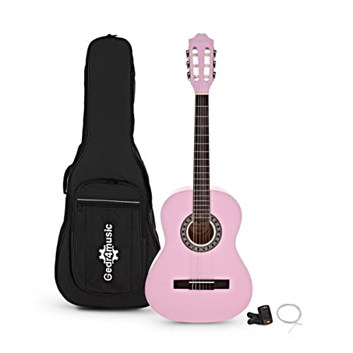 Gear4music Paquete de Guitarra Española Clásica 3/4 Niños de 7 a 10 años Rosa