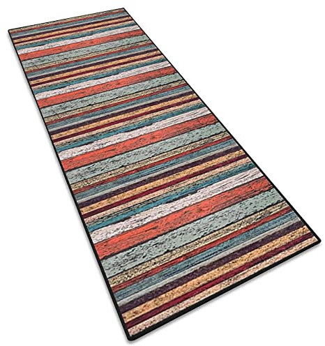 RYNS 3D Läufer Teppiche 40x440cm Kurzflor geometrische rutschfeste Handwebteppich Läufer Fleckerl Teppich Anpassbar Teppichläufer Meterware für Wohnzimmer, küchenteppich, H