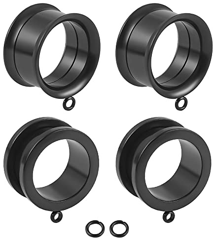 Vankula Ohr Tunnel mit anhänger 4 PCS DIY Double Flared Flesh Plug Edelstahl für männer damen Ohrpiercing Gestreckte Schmuck 6mm bis 22mm