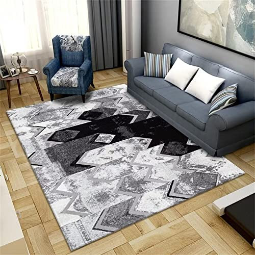 DJHWWD Kinder teppiche mädchen Kinderteppich Rechteckiger Grauer schwarzer Teppich Schlafzimmer Wohnzimmer Balkon Bodenmatte Auslegware Teppichboden 120X180CM