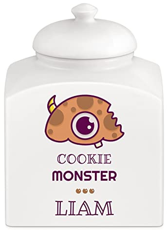 Maverton Personalised Cookie Jar for man, Storage Jar for Biscuits, MONSTER | Kitchen Container with Lid, Ceramic Candy Container for Birthday, Accessory for him, Solid Food Storage