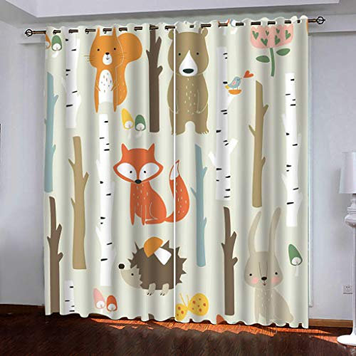TFLABS 2er-Set Vorhang Cartoon-Tiere Blickdichte Gardinen -Lichtundurchlässige Vorhänge mit Ösen für Schlafzimmer Kinderzimmer Geräuschreduzierung 2er Set Größe:2 x B110 x H215cm
