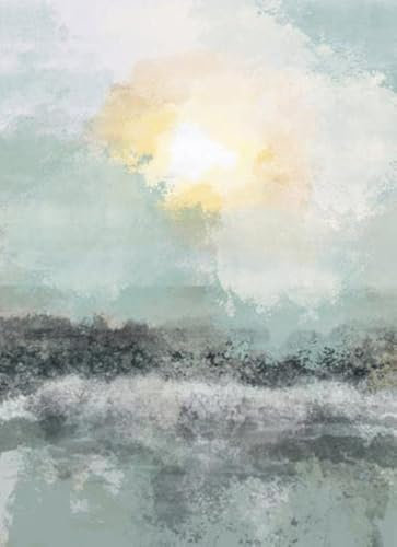 adrium Acryl-Bild 90 x 120 cm: Boho-Meeresstrand mit Wellendruck mit Sonne unter dem Meer. Abstrakter Hintergrund. Böhmische druckbare Wandkunst, (183064489)