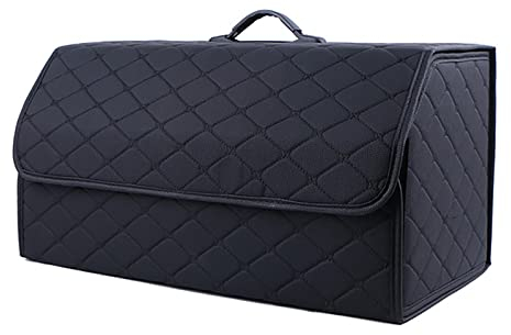 GENTRE Kofferraum Organizer,Luxus-PU-Leder Aufbewahrungsbox für Mercedes Benz G500 G550 G350d G400d,großer Faltbare Trunk Organizer mit Deckel und Griffe Auto zubehör,A-Black-L