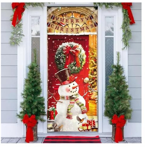 Türaufkleber Türtapete Türbilder Türposter Weihnachtsfeier-Dekor-Türaufkleber, Frohe Weihnachten, Zuhause, Wohnzimmer, Tapetenaufkleber, Abnehmbares, Wasserfestes, Selbstklebendes Poster(M,85x215cm)