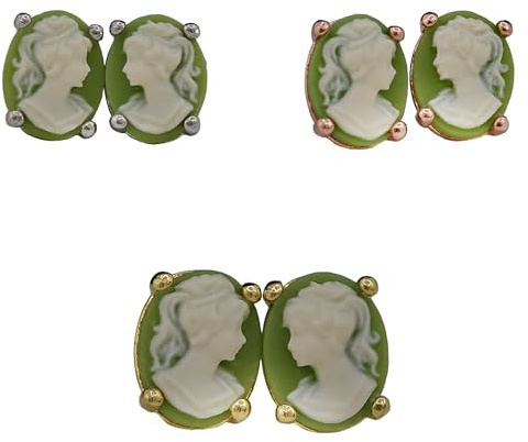 Ohrstecker 925 Sterling Silber - 14k Vergoldet - Lady Cameo - Vintage - Kamee - Antik - Jugendstil - Geschenk für Frauen - Geburtstagsgeschenk - Schmuck-Geschenk