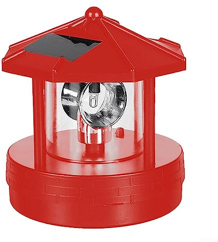 Faro rotante a energia solare, faro a torre, illuminazione a per 360 gradi, 44 luci LED impermeabili per esterni, giardino, cortile, prato, decorazione, faro nero medio, decorazione per la casa di